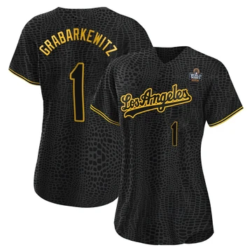 Women's Los Angeles Dodgers Billy Grabarkewitz ＃1 Black Replica Snake Skin City 2024 World Series Jersey