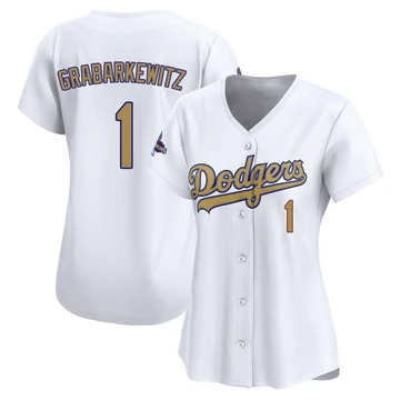 Women's Los Angeles Dodgers Billy Grabarkewitz ＃1 Gold Limited White 2025 Collection Jersey