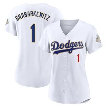 Women's Los Angeles Dodgers Billy Grabarkewitz ＃1 Gold Limited White 2026 Collection Stadium Jersey