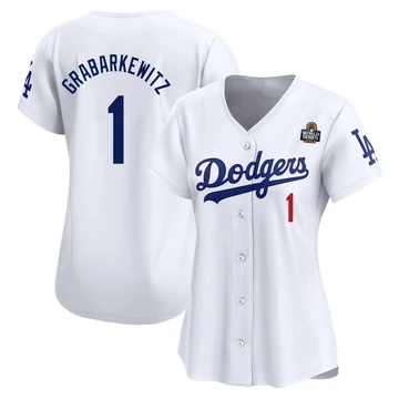 Women's Los Angeles Dodgers Billy Grabarkewitz ＃1 White Limited Home 2024 World Series Jersey