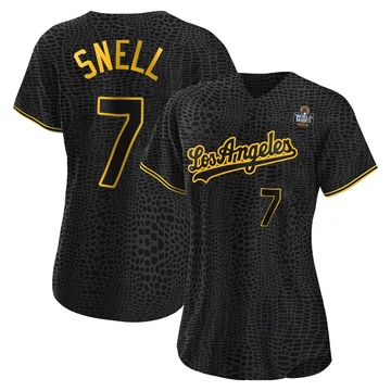 Women's Los Angeles Dodgers Blake Snell ＃7 Black Authentic Snake Skin City 2024 World Series Jersey