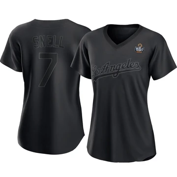 Women's Los Angeles Dodgers Blake Snell ＃7 Black Replica Pitch Fashion 2024 World Series Jersey