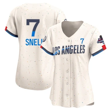 Women's Los Angeles Dodgers Blake Snell ＃7 Cream Limited 2024 City Connect World Series Champions Jersey