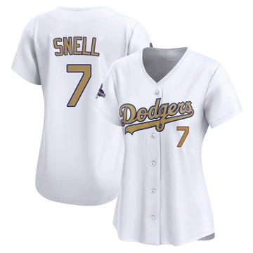 Women's Los Angeles Dodgers Blake Snell ＃7 Gold Limited White 2025 Collection Jersey