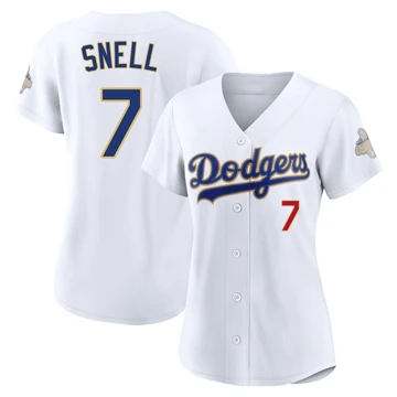 Women's Los Angeles Dodgers Blake Snell ＃7 Gold Limited White 2026 Collection Stadium Jersey