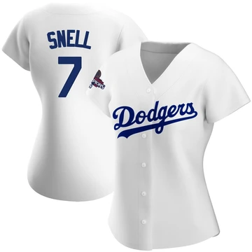 Women's Los Angeles Dodgers Blake Snell ＃7 White Authentic Home 2024 World Series Champions Jersey