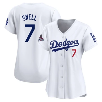 Women's Los Angeles Dodgers Blake Snell ＃7 White Limited Home 2024 World Series Champions Jersey
