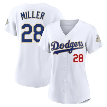 Women's Los Angeles Dodgers Bobby Miller ＃28 Gold Limited White 2026 Collection Stadium Jersey