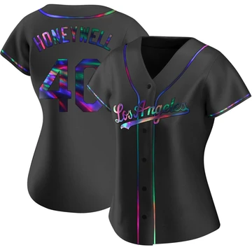Women's Los Angeles Dodgers Brent Honeywell ＃40 Black Replica Holographic Alternate Jersey