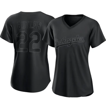 Women's Los Angeles Dodgers Brett Butler ＃22 Black Authentic Pitch Fashion Jersey
