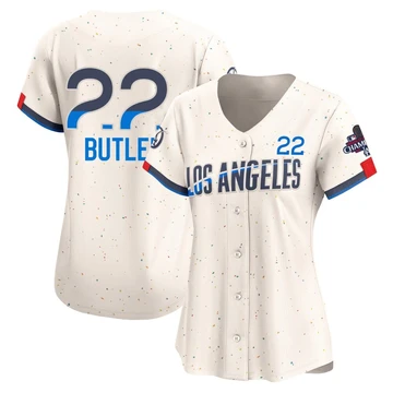 Women's Los Angeles Dodgers Brett Butler ＃22 Cream Limited 2024 City Connect World Series Champions Jersey