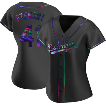 Women's Los Angeles Dodgers Brock Stewart ＃41 Black Replica Holographic Alternate Jersey