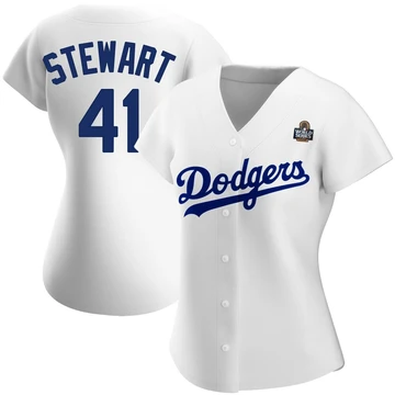 Women's Los Angeles Dodgers Brock Stewart ＃41 White Replica Home 2024 World Series Jersey