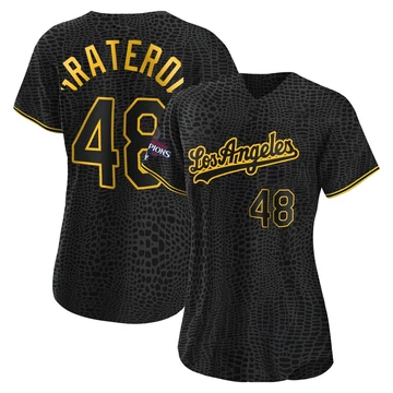 Women's Los Angeles Dodgers Brusdar Graterol ＃48 Black Replica Snake Skin City 2024 World Series Champions Jersey