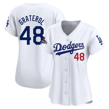 Women's Los Angeles Dodgers Brusdar Graterol ＃48 White Limited Home 2024 World Series Champions Jersey