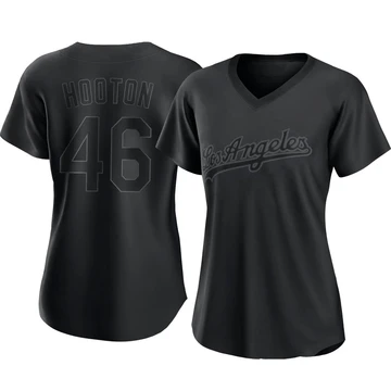 Women's Los Angeles Dodgers Burt Hooton ＃46 Black Authentic Pitch Fashion Jersey