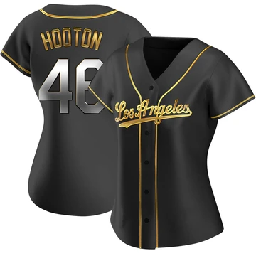 Women's Los Angeles Dodgers Burt Hooton ＃46 Gold Replica Black en Alternate Jersey