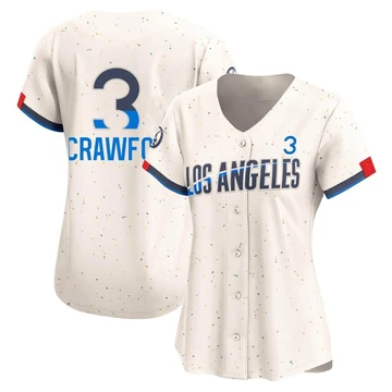 Women's Los Angeles Dodgers Carl Crawford ＃3 Cream Limited 2024 City Connect Jersey