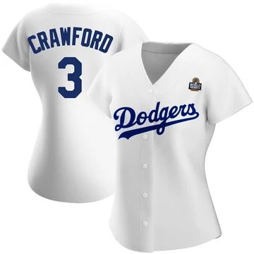 Women's Los Angeles Dodgers Carl Crawford ＃3 White Authentic Home 2024 World Series Jersey