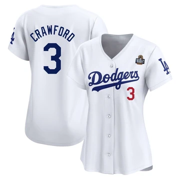 Women's Los Angeles Dodgers Carl Crawford ＃3 White Limited Home 2024 World Series Jersey