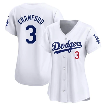 Women's Los Angeles Dodgers Carl Crawford ＃3 White Limited Home Jersey