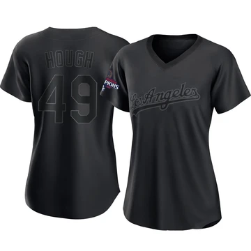 Women's Los Angeles Dodgers Charlie Hough ＃49 Black Authentic Pitch Fashion 2024 World Series Champions Jersey