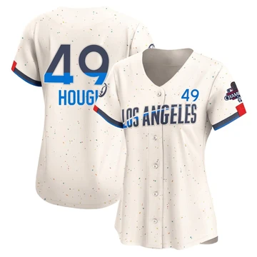Women's Los Angeles Dodgers Charlie Hough ＃49 Cream Limited 2024 City Connect World Series Champions Jersey