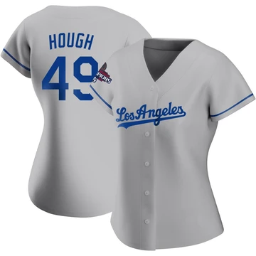 Women's Los Angeles Dodgers Charlie Hough ＃49 Gray Authentic Road 2024 World Series Champions Jersey