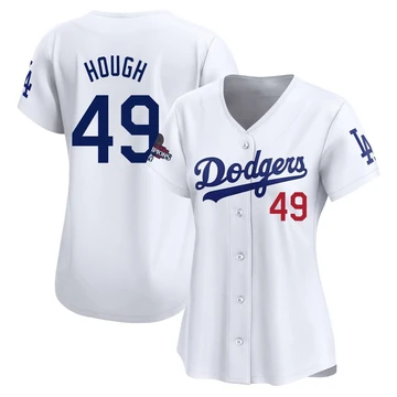 Women's Los Angeles Dodgers Charlie Hough ＃49 White Limited Home 2024 World Series Champions Jersey