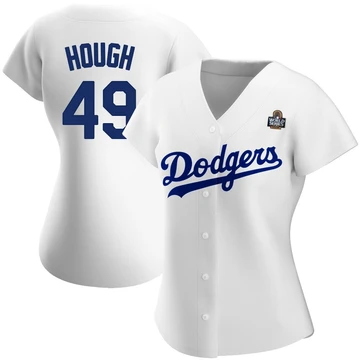 Women's Los Angeles Dodgers Charlie Hough ＃49 White Replica Home 2024 World Series Jersey