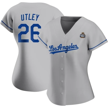 Women's Los Angeles Dodgers Chase Utley ＃26 Gray Authentic Road 2024 World Series Jersey