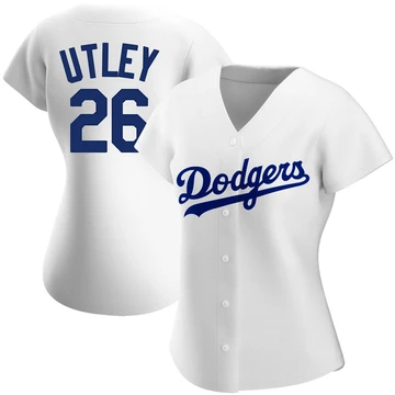 Women's Los Angeles Dodgers Chase Utley ＃26 White Replica Home Jersey