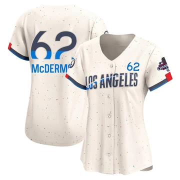 Women's Los Angeles Dodgers Chayce McDermott ＃62 Cream Limited 2024 City Connect World Series Champions Jersey
