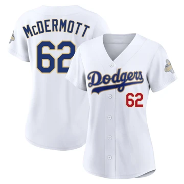Women's Los Angeles Dodgers Chayce McDermott ＃62 Gold Limited White 2026 Collection Stadium Jersey