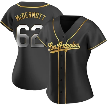 Women's Los Angeles Dodgers Chayce McDermott ＃62 Gold Replica Black en Alternate Jersey