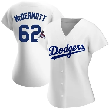 Women's Los Angeles Dodgers Chayce McDermott ＃62 White Replica Home 2024 World Series Champions Jersey