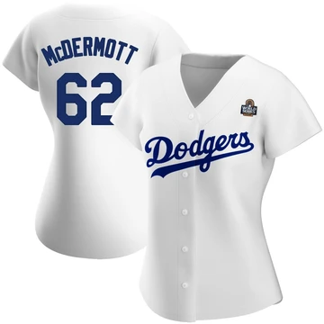Women's Los Angeles Dodgers Chayce McDermott ＃62 White Replica Home 2024 World Series Jersey