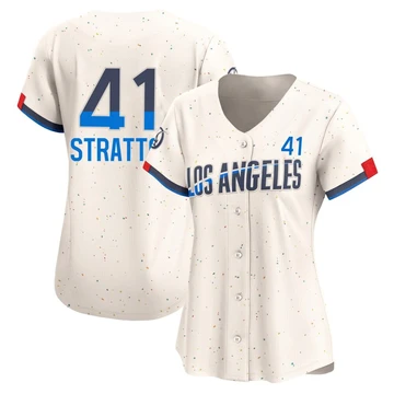 Women's Los Angeles Dodgers Chris Stratton ＃41 Cream Limited 2024 City Connect Jersey
