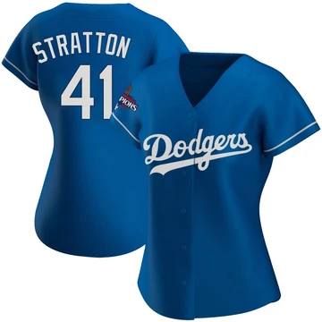 Women's Los Angeles Dodgers Chris Stratton ＃41 Royal Authentic Alternate 2024 World Series Champions Jersey