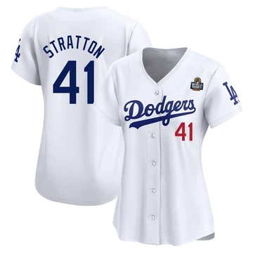 Women's Los Angeles Dodgers Chris Stratton ＃41 White Limited Home 2024 World Series Jersey