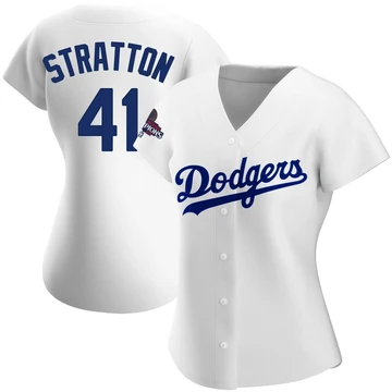 Women's Los Angeles Dodgers Chris Stratton ＃41 White Replica Home 2024 World Series Champions Jersey
