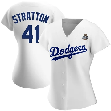 Women's Los Angeles Dodgers Chris Stratton ＃41 White Replica Home 2024 World Series Jersey