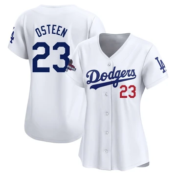 Women's Los Angeles Dodgers Claude Osteen ＃23 White Limited Home 2024 World Series Champions Jersey