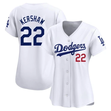 Women's Los Angeles Dodgers Clayton Kershaw ＃22 White Limited Home Jersey