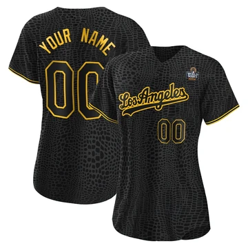 Women's Los Angeles Dodgers Custom ＃00 Black Authentic Snake Skin City 2024 World Series Jersey