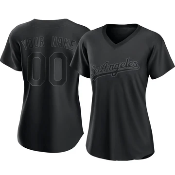 Women's Los Angeles Dodgers Custom ＃00 Black Replica Pitch Fashion Jersey
