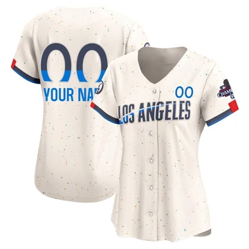 Women's Los Angeles Dodgers Custom ＃00 Cream Limited 2024 City Connect World Series Champions Jersey