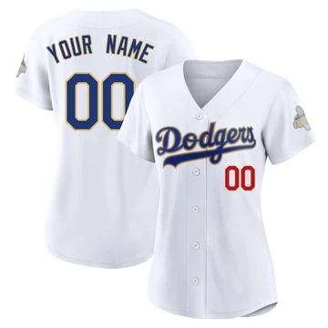 Women's Los Angeles Dodgers Custom ＃00 Gold Limited White 2026 Collection Stadium Jersey