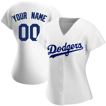 Women's Los Angeles Dodgers Custom ＃00 White Replica Home Jersey