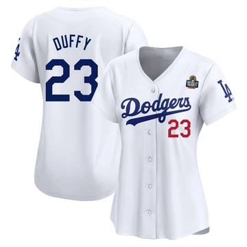 Women's Los Angeles Dodgers Danny Duffy ＃23 White Limited Home 2024 World Series Jersey
